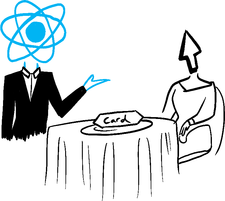 React entrega o Card ao usuário em sua mesa.